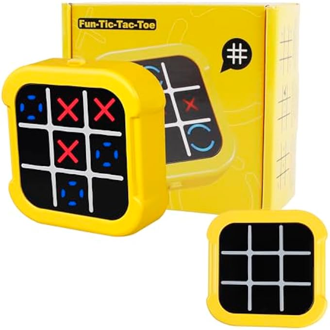 TIC TAC TOE ELECTRONIC GAME, HANDHELD PUZZLE CONSOLE, CLASSIC NOUGHTS AND CROSSES, FAMILY TRAVEL GAME FOR EDUCATIONAL FUN AND MEMORY GROWTH, PORTABLE FOR CHILDREN - Image 1