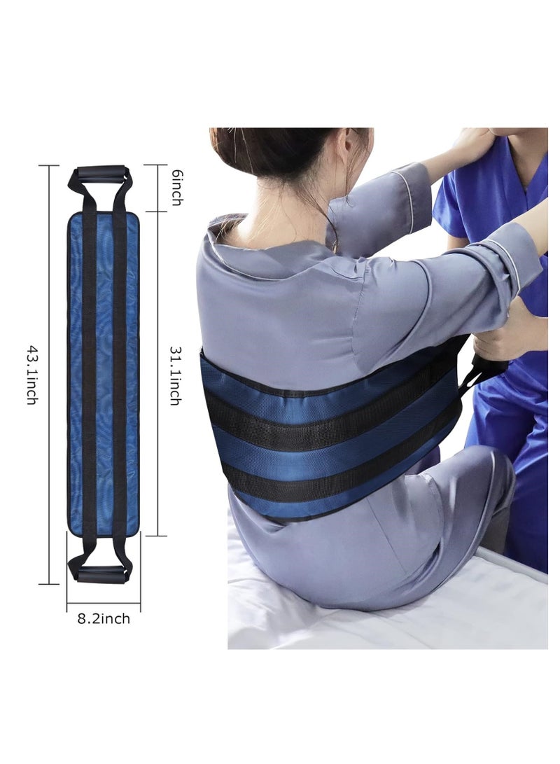 McDou Padded Bed Transfer Nursing Sling for Patient, Elderly Safety Lifting Aids, Anti Slip Handle, Elderly Back Lift Mobility Belt, Used for Home Health Transfer Sling(Dark Blue) - Image 2