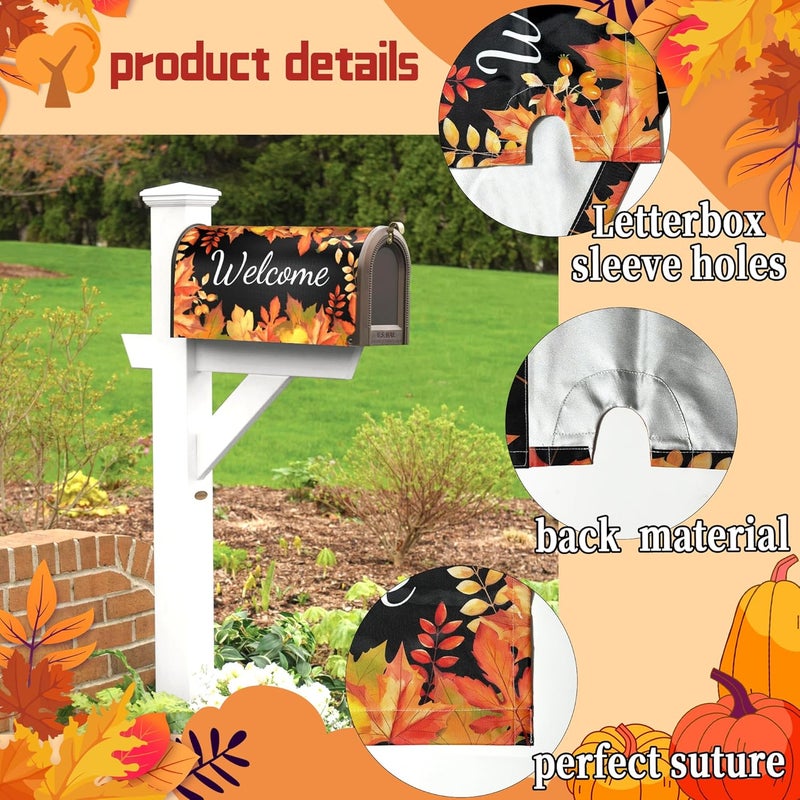 ARKUKT Autumn Fall Mailbox Cover Magnetic Welcome Maple Leaf Mailbox Wraps Post Letter Box Cover for Garden Yard Home Decor Standard Size 21" x 18" - Image 5