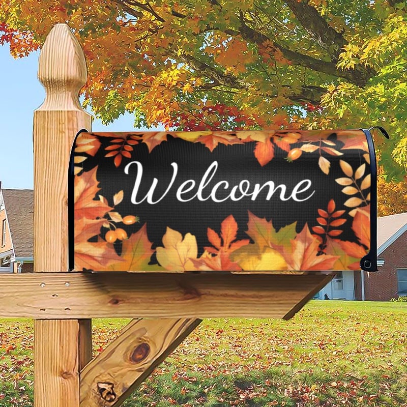 ARKUKT Autumn Fall Mailbox Cover Magnetic Welcome Maple Leaf Mailbox Wraps Post Letter Box Cover for Garden Yard Home Decor Standard Size 21" x 18" - Image 2