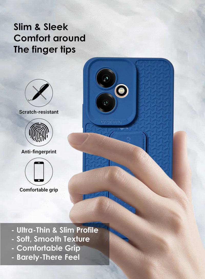 Honor 400 Hand Grip Case Cover - Magnetic Hand Grip Holder & Kickstand Case For Honor 400 - Strong Grip for Magnetic Car Holder, Stylish Silicone Case & Functional, Ultimate Convenience & Hands-Free Viewing - Navy Blue - Image 5