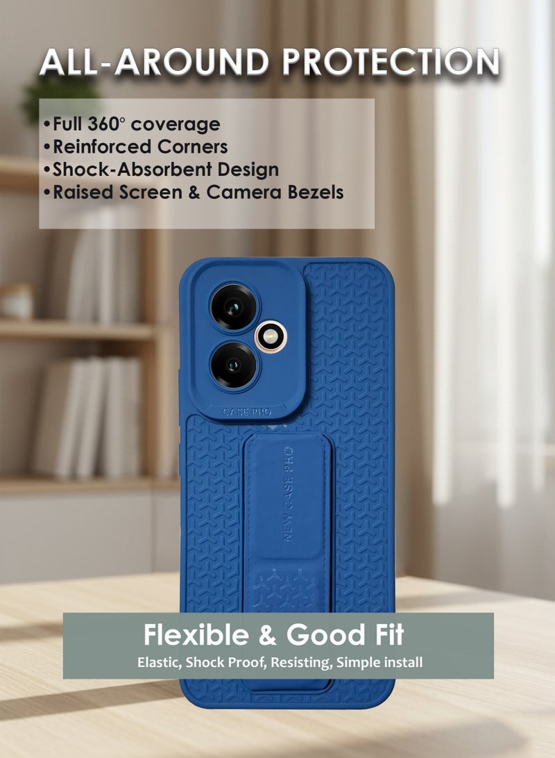 Honor 400 Hand Grip Case Cover - Magnetic Hand Grip Holder & Kickstand Case For Honor 400 - Strong Grip for Magnetic Car Holder, Stylish Silicone Case & Functional, Ultimate Convenience & Hands-Free Viewing - Navy Blue - Image 4