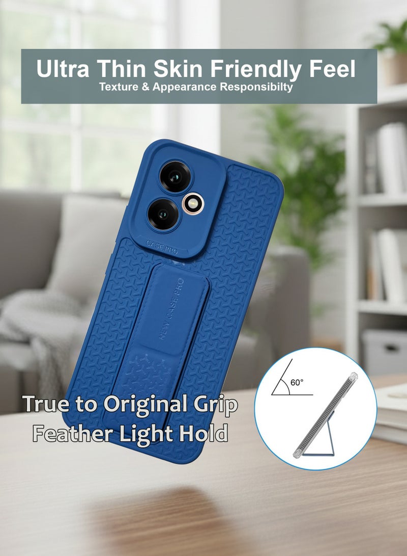 Honor 400 Hand Grip Case Cover - Magnetic Hand Grip Holder & Kickstand Case For Honor 400 - Strong Grip for Magnetic Car Holder, Stylish Silicone Case & Functional, Ultimate Convenience & Hands-Free Viewing - Navy Blue - Image 2