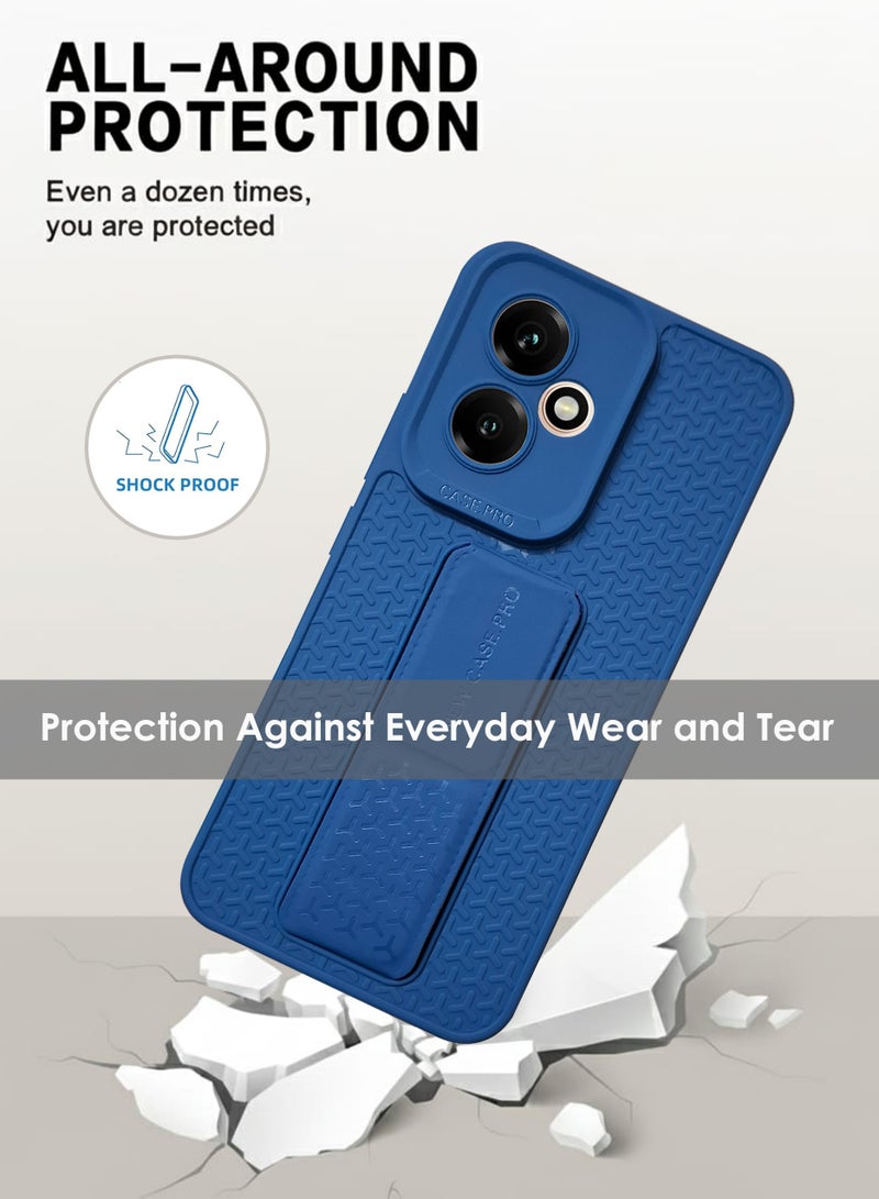 Honor 400 Hand Grip Case Cover - Magnetic Hand Grip Holder & Kickstand Case For Honor 400 - Strong Grip for Magnetic Car Holder, Stylish Silicone Case & Functional, Ultimate Convenience & Hands-Free Viewing - Navy Blue - Image 3