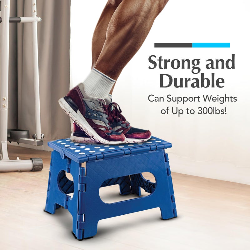 Handy Laundry Folding Lightweight Step Stool - Sturdy Enough to Support Adults and Safe Enough for Kids - Opens Easy with One Flip - Great for Kitchen, Bathroom or Bedroom (Blue) - Image 4