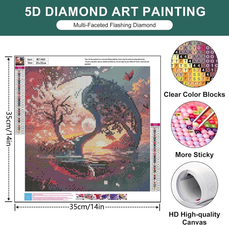 mrpwnle Tree of Life Diamond Art Kits for Adults, Tree of Life Diamond Painting Kits for Adults, 5D Diamonds Painting, DIY Full Drill Gem Art Crafts Kit Home Wall Decor Gifts 13.8x13.8 inch - Image 4
