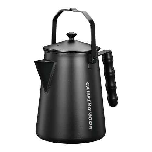 camping moon CAMPINGMOON 15L Campfire Kettle Stainless Steel Camping Kettle Black BKSW6 - Image 1