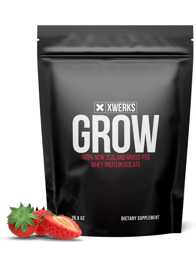 Xwerks Grow 100% New Zealand Grass-Fed Whey Protein - 25G Of Pure Isolate Protein Powder (30 Servings) All-Natural, Paleo & Keto-Friendly, Soy & Gluten-Free, And Easy To Digest (Strawberry) - Image 1