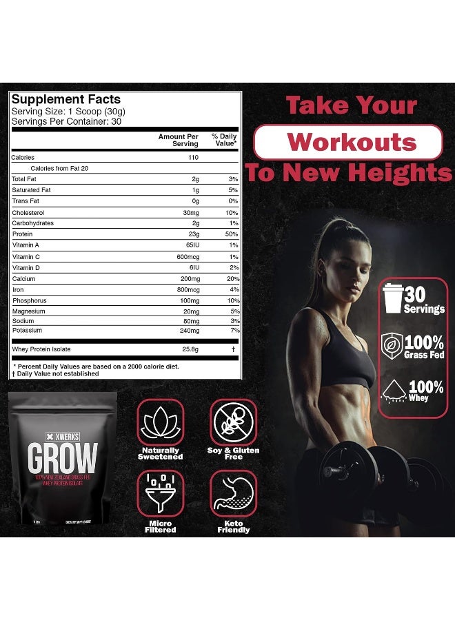 Xwerks Grow 100% New Zealand Grass-Fed Whey Protein - 25G Of Pure Isolate Protein Powder (30 Servings) All-Natural, Paleo & Keto-Friendly, Soy & Gluten-Free, And Easy To Digest (Strawberry) - Image 4