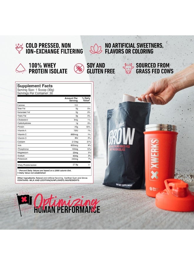 Xwerks Grow 100% New Zealand Grass-Fed Whey Protein - 25G Of Pure Isolate Protein Powder (30 Servings) All-Natural, Paleo & Keto-Friendly, Soy & Gluten-Free, And Easy To Digest (Strawberry) - Image 5