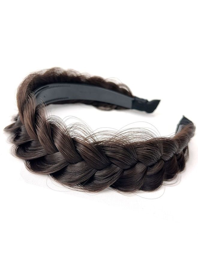 TOECWEGR Braided Headband WithTooth Wide Braid Messy Hair Hoop WomenFashion Hair Accessories (Light brownish red) - Image 2