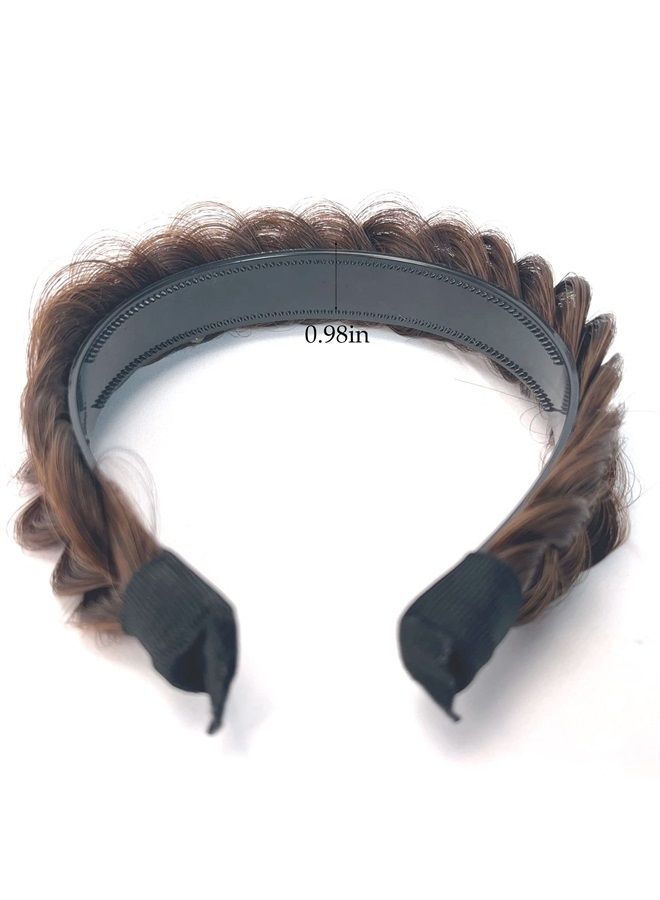 TOECWEGR Braided Headband WithTooth Wide Braid Messy Hair Hoop WomenFashion Hair Accessories (Light brownish red) - Image 1