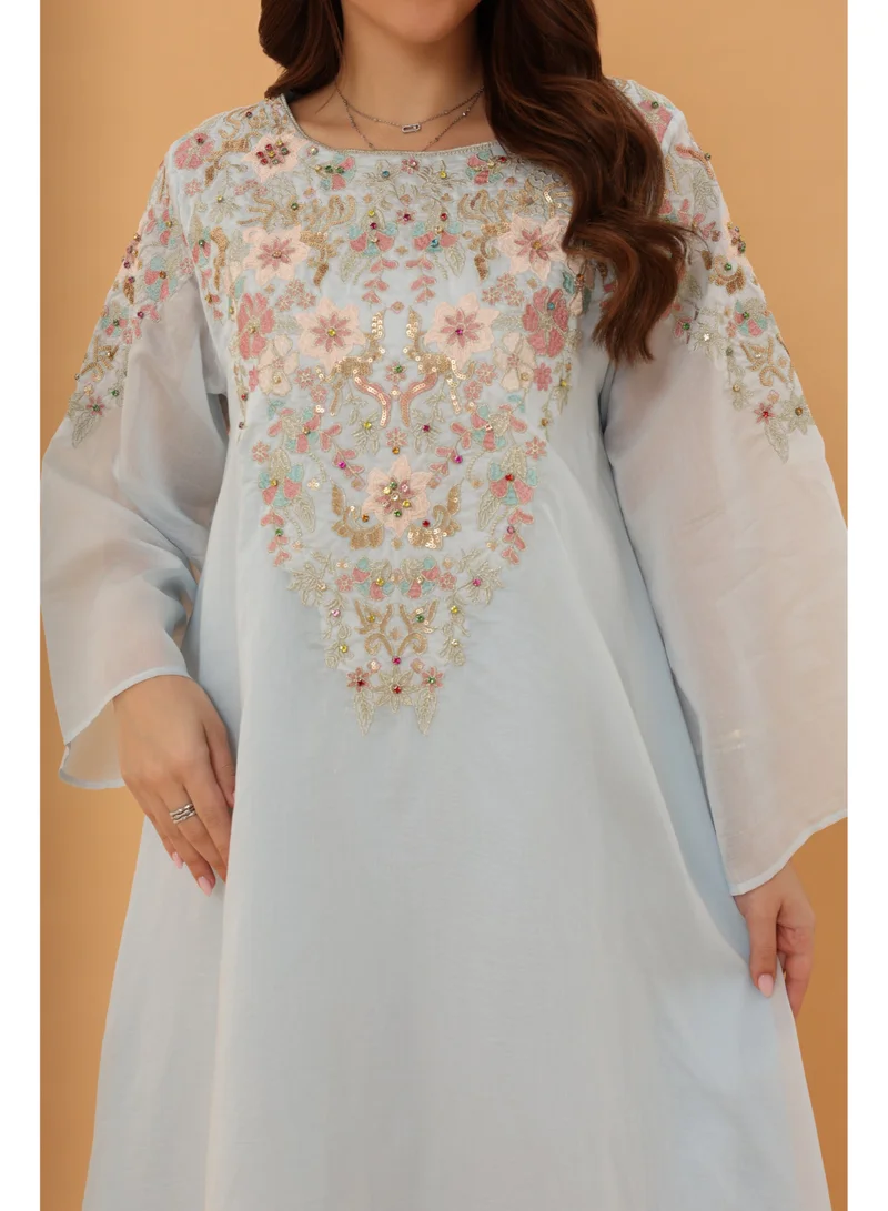 IKKXA Powder  Regal Embroidered Jalabiya IK1112 Blue