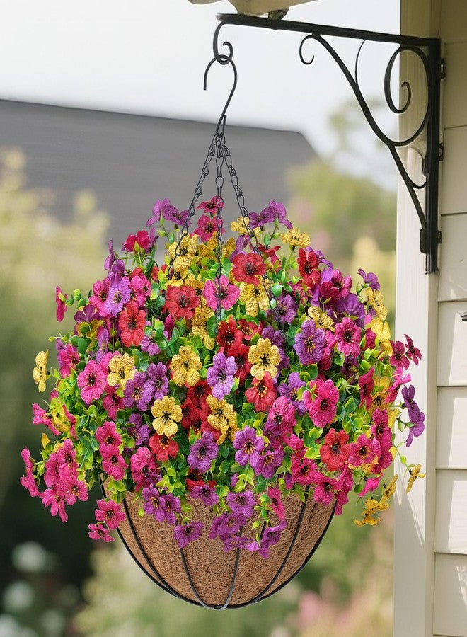 Der Rose Artificial Fake Hanging Flowers Baskets for Outdoors Spring Summer Decoration Faux Silk Colorful Daisy UV Resistant for Garden Porch Home Patio Balcony Decor - Image 2
