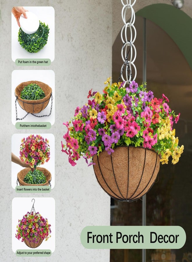 Der Rose Artificial Fake Hanging Flowers Baskets for Outdoors Spring Summer Decoration Faux Silk Colorful Daisy UV Resistant for Garden Porch Home Patio Balcony Decor - Image 4