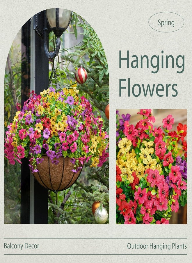 Der Rose Artificial Fake Hanging Flowers Baskets for Outdoors Spring Summer Decoration Faux Silk Colorful Daisy UV Resistant for Garden Porch Home Patio Balcony Decor - Image 5