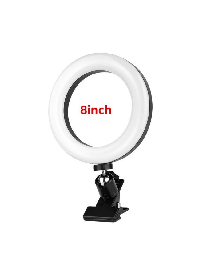Mobile Phone Ring Fill Light-shaped Light Portable 6-inch 8-inch 10-inch 12-inch Live Broadcast Beauty Universal Selfie Clip Light Table Lamp-Light Source Color:8-inch (20cm) Clip Lamp  - Image 1