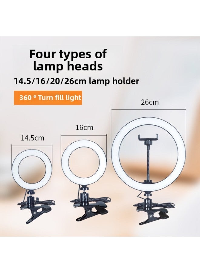 Mobile Phone Ring Fill Light-shaped Light Portable 6-inch 8-inch 10-inch 12-inch Live Broadcast Beauty Universal Selfie Clip Light Table Lamp-Light Source Color:8-inch (20cm) Clip Lamp  - Image 2