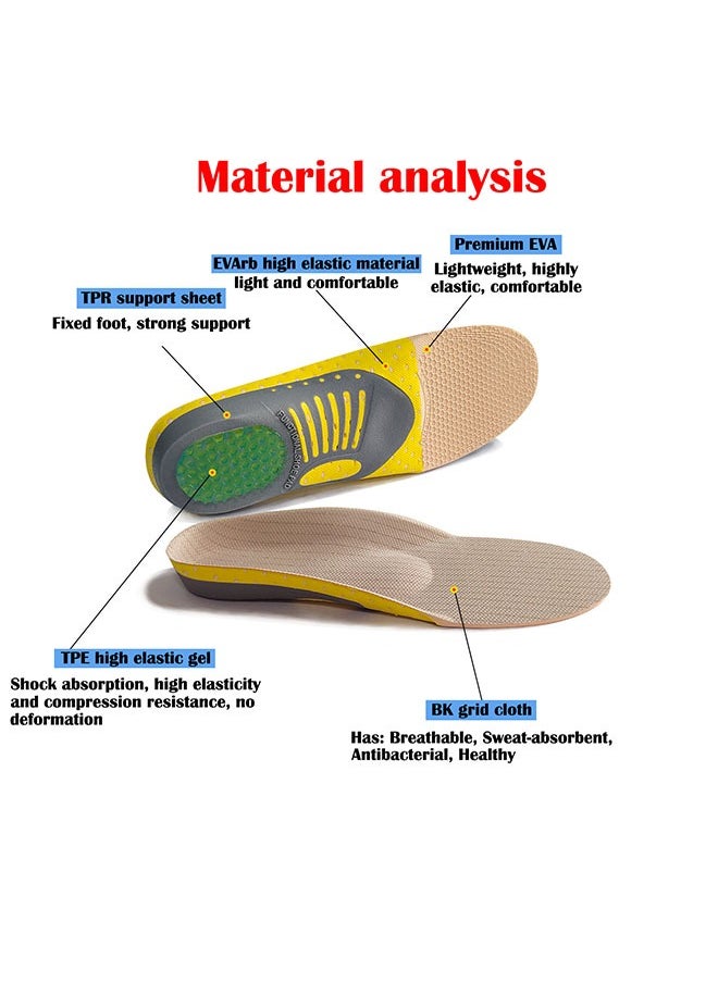 ZCM-HAPPY - 2-Pair of Orthopedic Arch Support Insole Multi-Functional Shock Absorption Sweat Absorption Breathable Suitable for Leisure Sports - Image 1