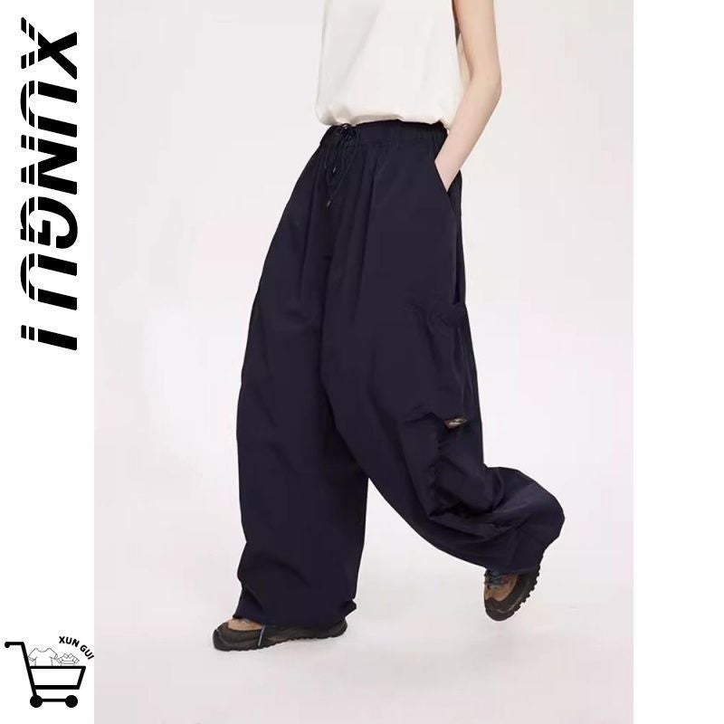 High Street Japanese Trendy Brand Street Pleated Large Pocket 2024 Loose Profile Casual Cargo Pants Trendy High Street - Image 2