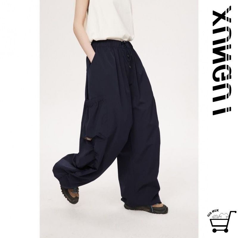 High Street Japanese Trendy Brand Street Pleated Large Pocket 2024 Loose Profile Casual Cargo Pants Trendy High Street - Image 1