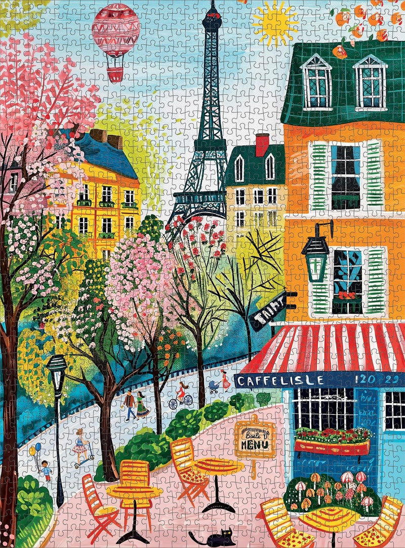 Cross & Glory - Morning At Caf? Lisle - 1000 Piece Jigsaw Puzzle For Adults | Paris Folk Art Puzzle | Bright Eiffel Tower Caf? Scene | Premium Quality 1000 Piece Puzzle For Adults - Image 2