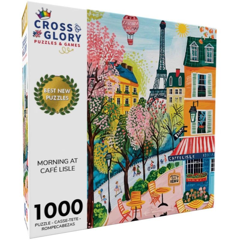 Cross & Glory - Morning At Caf? Lisle - 1000 Piece Jigsaw Puzzle For Adults | Paris Folk Art Puzzle | Bright Eiffel Tower Caf? Scene | Premium Quality 1000 Piece Puzzle For Adults - Image 4