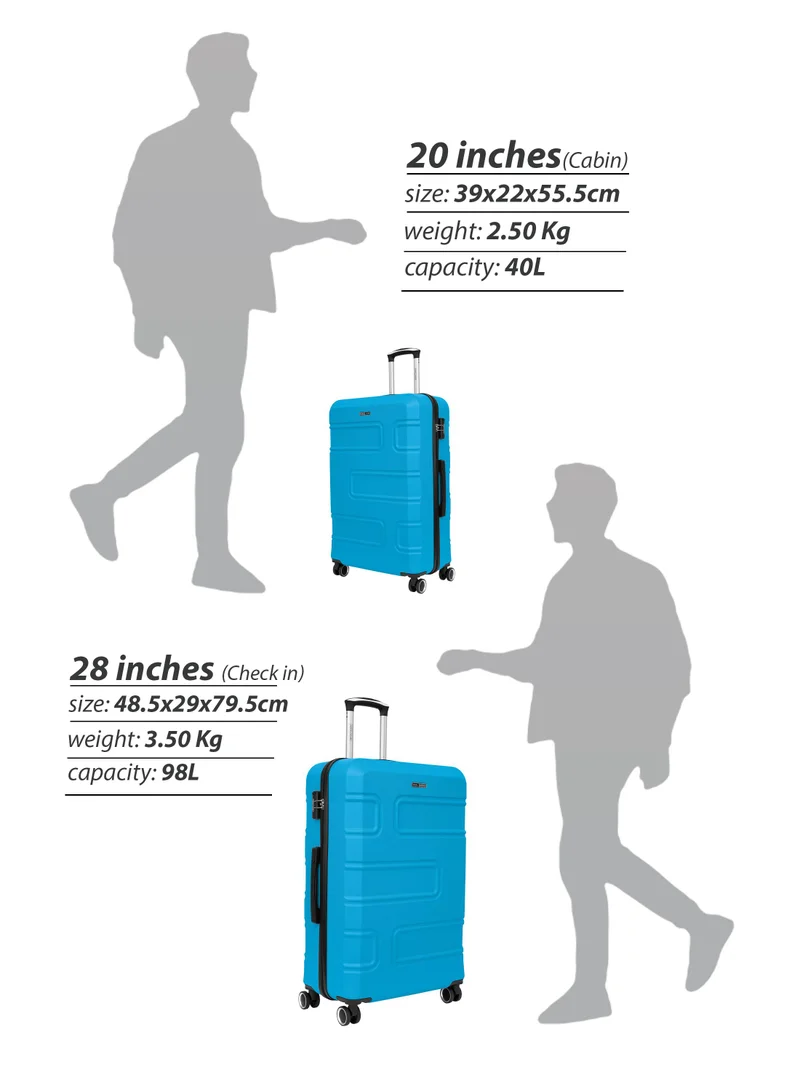 PARAJOHN Blue Cabin Size Lightweight ABS Hardside Spinner Luggage Trolley -20 Inch | Carrying 10KG 8 Wheel Hardshell Suitcase-Blue  | Best Price UAE