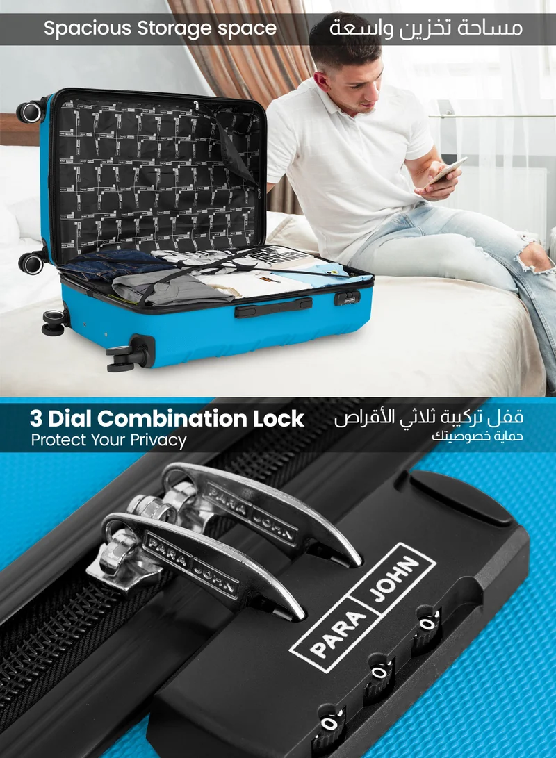 PARAJOHN Blue Cabin Size Lightweight ABS Hardside Spinner Luggage Trolley -20 Inch | Carrying 10KG 8 Wheel Hardshell Suitcase-Blue  | Best Price UAE