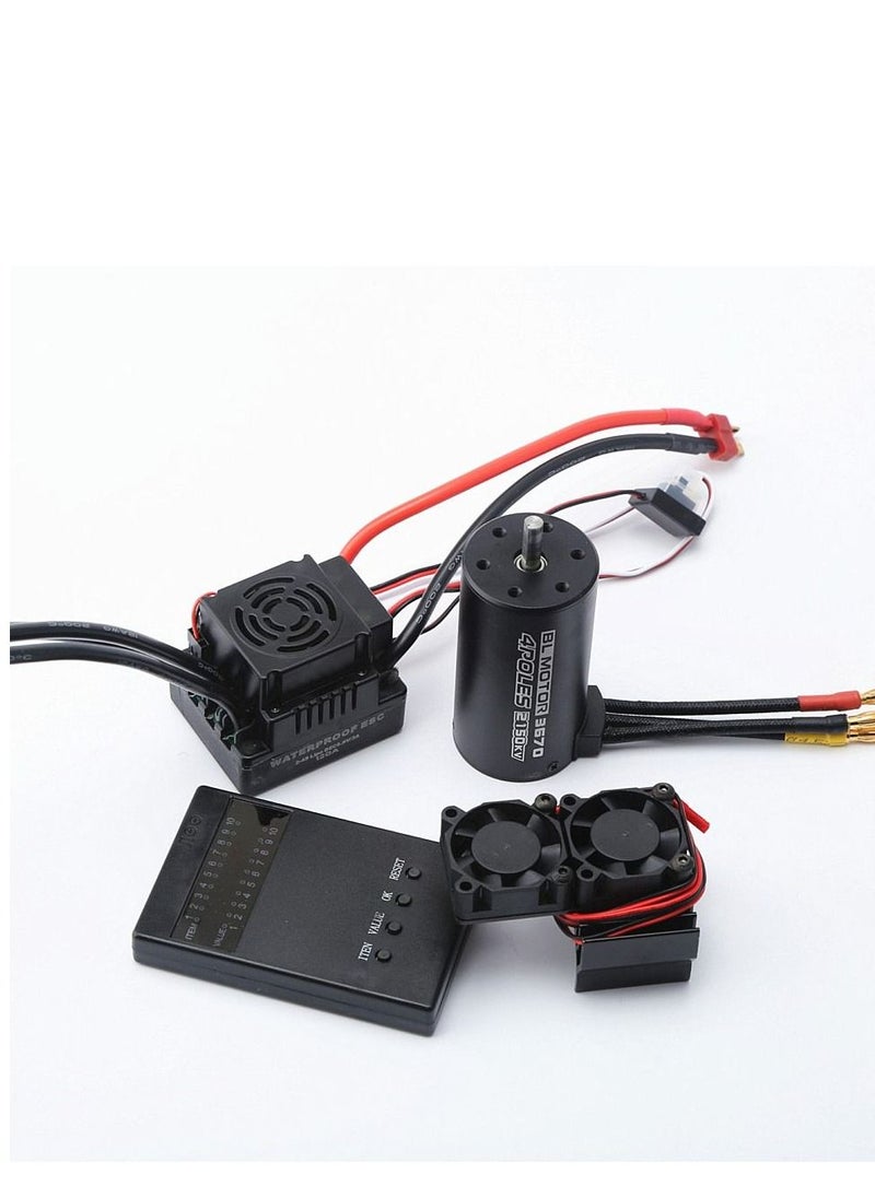 Waterproof 3670 2150KV Brushless Motor 120A Brushless ESC Programming Card With Heat Sink Cooling Fan Combo Set for 1/8 Remote Control Car Truck