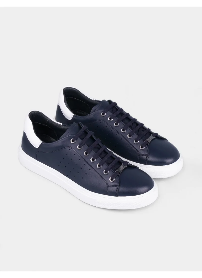 كاباني Leather Navy Blue Lace-Up Men's Sports Shoes