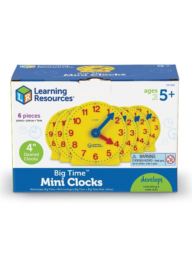 Learning Resources ساعات صغيرة مزودة بالتروس (مجموعة من 6، 10 سم، بلاستيك، للأعمار من 5 سنوات فما فوق) - Image 3