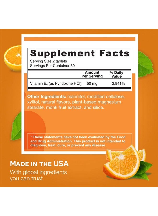 EZ Melts Dissolvable Vitamin B6 50 mg, Sugar-Free, 1-Month Supply - Image 5