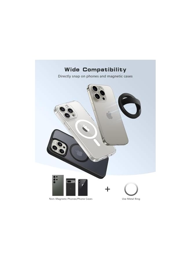 Green Tiger Magnetic Phone Grip, 360° Rotation, Removable Loop Grip with Silicone Soft Finger Strap, Phone Ring Holder for Back of Phone for iPhone 15/14/13/12 Pro Max/Plus (Black) - Image 4