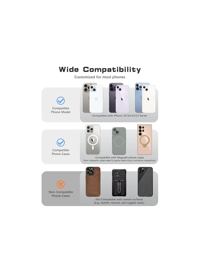 Green Tiger Magnetic Phone Grip, 360° Rotation, Removable Loop Grip with Silicone Soft Finger Strap, Phone Ring Holder for Back of Phone for iPhone 15/14/13/12 Pro Max/Plus (Black) - Image 5