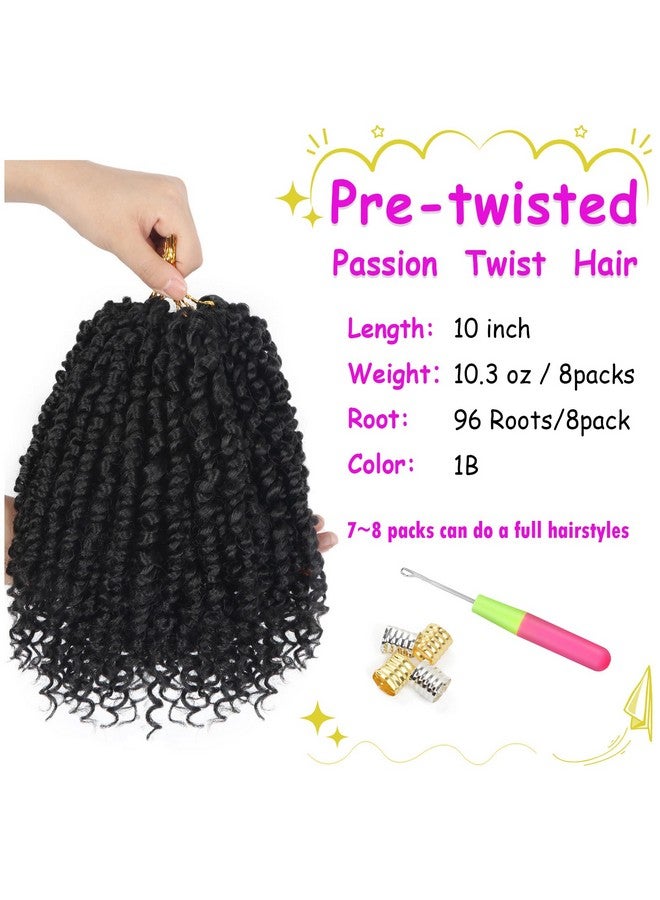 Bileaf 8 Packs Passion Twist Crochet Hair 10 Inch Pre-Twisted Short Crochet Passion Twist Hair, Pre Looped Passion Twist Crochet Braids Bohemian Crochet Hair 1B - Image 2