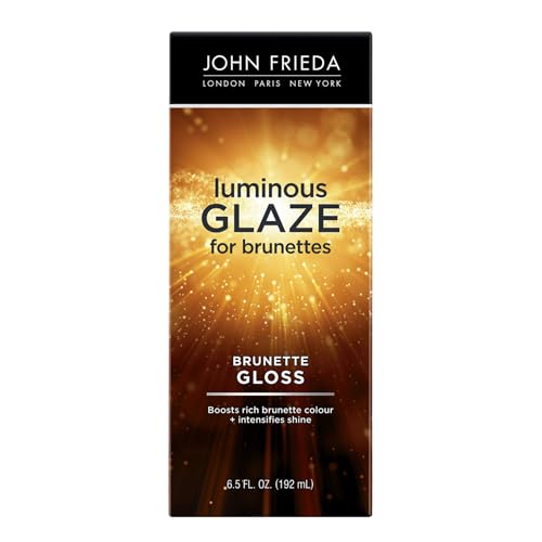 John Frieda Brilliant Brunette Luminous Glaze Hair Gloss Enhances Rich Color and Boosts Shine for Silky Brunette Hair Enhances While Mending Damaged Hair Surfaces 65 Oz