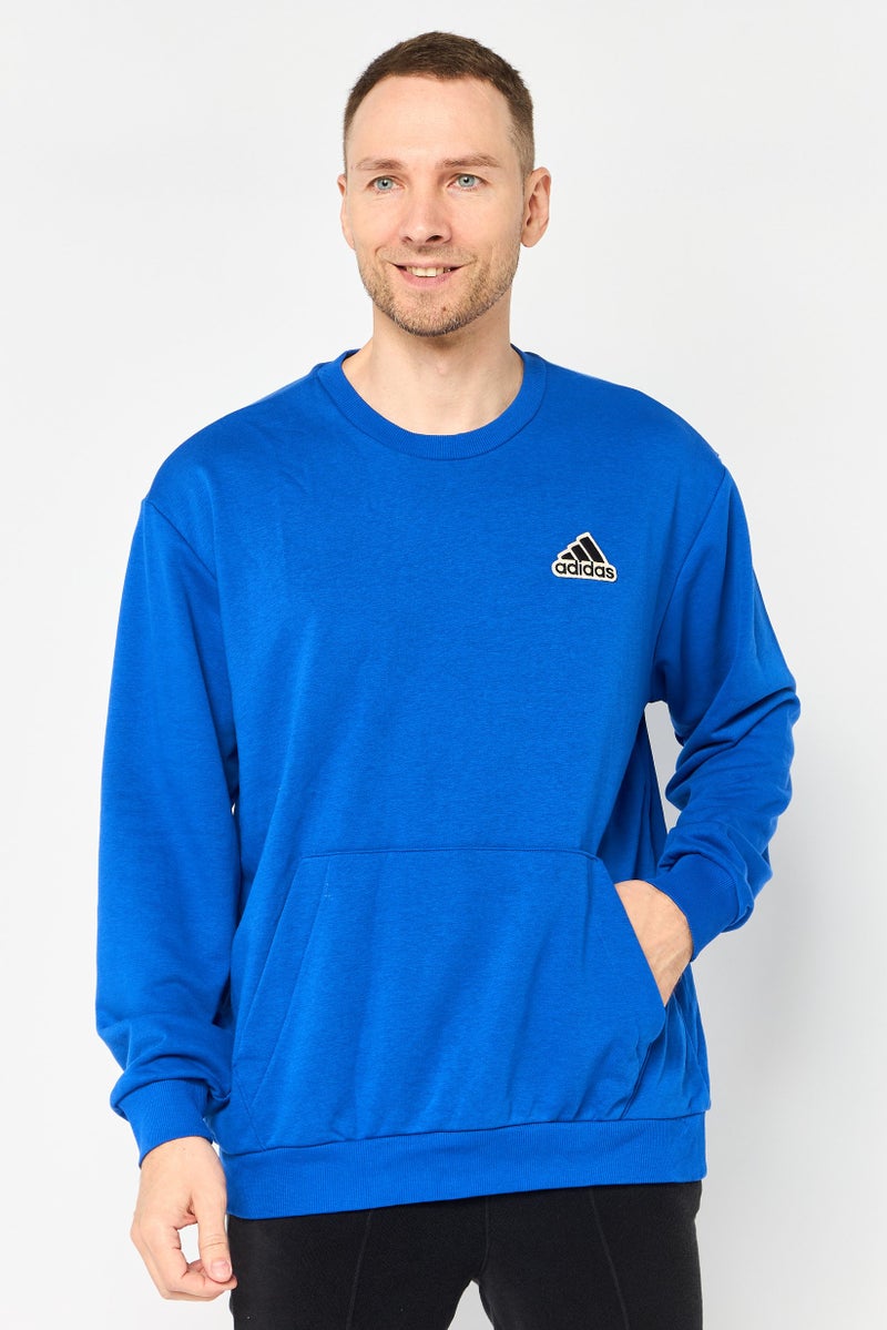 Adidas سويت شيرت رياضي للرجال بأكمام طويلة مناسب في الهواء الطلق، أزرق ملكي - Image 1