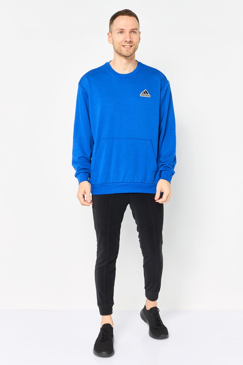 Adidas سويت شيرت رياضي للرجال بأكمام طويلة مناسب في الهواء الطلق، أزرق ملكي - Image 2