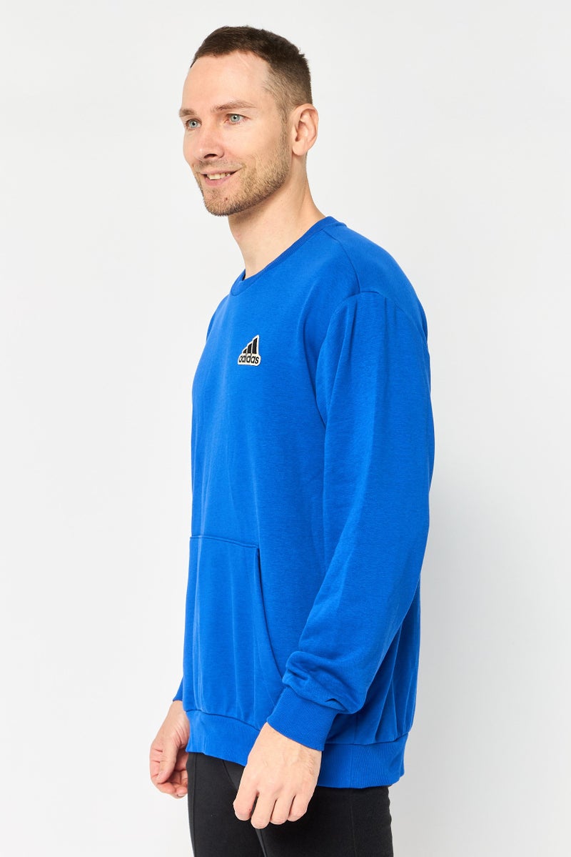 Adidas سويت شيرت رياضي للرجال بأكمام طويلة مناسب في الهواء الطلق، أزرق ملكي - Image 3