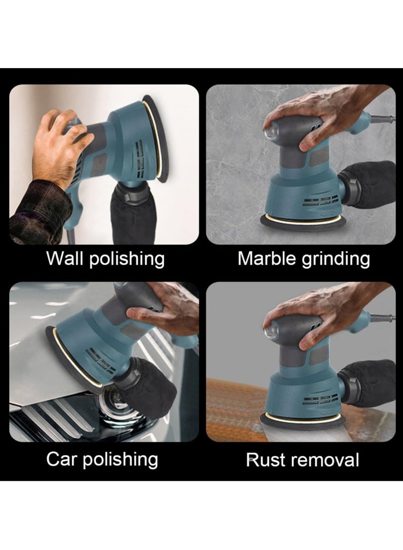 XiuWoo 300W  Electric Orbital Sander, 12000RPM Electric Orbital Sander with 6 Various Speeds High Performance Dust Collection Systemr with Dust Collector Sandpapers Hook and Loop Backing Waxer Buffing Machine for Woodworking - Image 3