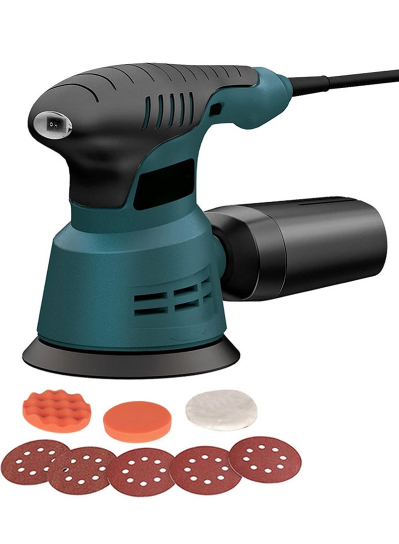 XiuWoo 300W  Electric Orbital Sander, 12000RPM Electric Orbital Sander with 6 Various Speeds High Performance Dust Collection Systemr with Dust Collector Sandpapers Hook and Loop Backing Waxer Buffing Machine for Woodworking - Image 1