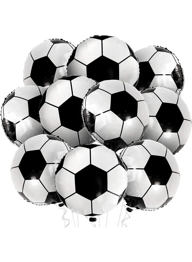 Atpata Funky Football Theme Foil Balloons - 18 Inch Round Football Shape Foil Balloons for Kids Sports Themed Birthday Party Decor and Goal theme Celebrations (10pcs. Football) - Image 1