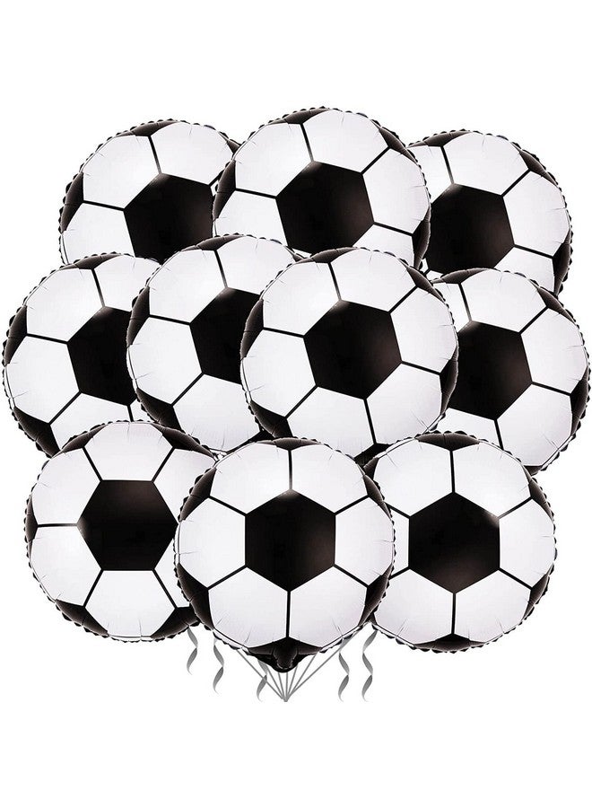 Atpata Funky Football Theme Foil Balloons - 18 Inch Round Football Shape Foil Balloons for Kids Sports Themed Birthday Party Decor and Goal theme Celebrations (10pcs. Football) - Image 3