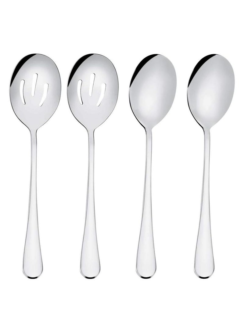 Oasisgalore 4-Piece Serving Spoon Set, 2 Solid & 2 Slotted Spoons, 8.75 Inch Stainless Steel for Buffet - Image 1
