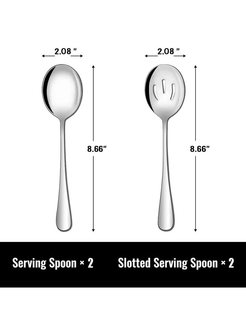 Oasisgalore 4-Piece Serving Spoon Set, 2 Solid & 2 Slotted Spoons, 8.75 Inch Stainless Steel for Buffet - Image 2