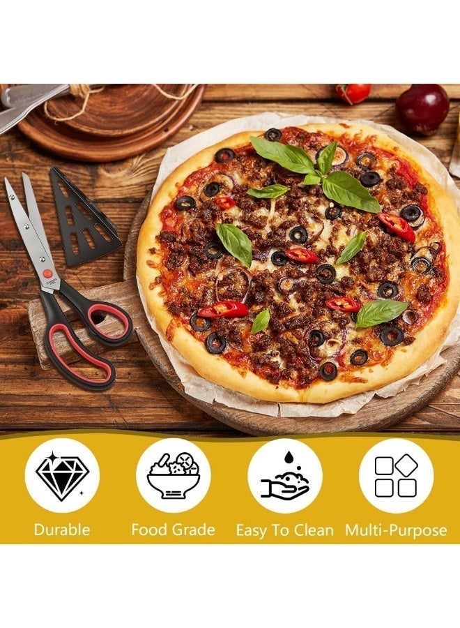 Aiorddl Pizza Scissors, Food Slicer & Pizza Server, Pizza Cutter with Food-Grade Sharp Stainless Steel Blade, Multifunctional Kitchen Scissors, Red - Image 3