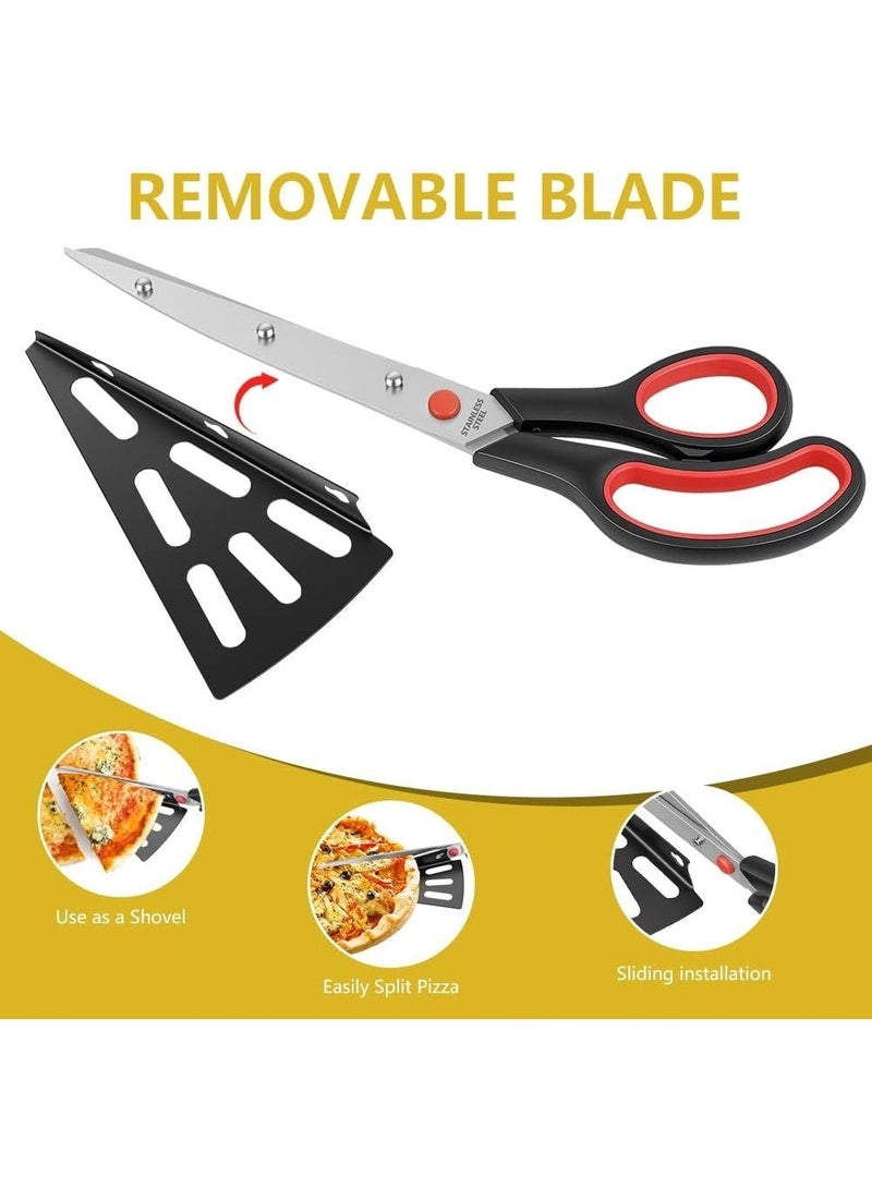 Aiorddl Pizza Scissors, Food Slicer & Pizza Server, Pizza Cutter with Food-Grade Sharp Stainless Steel Blade, Multifunctional Kitchen Scissors, Red - Image 2