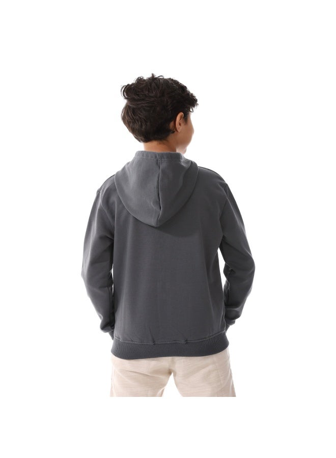Andora Boys Hooded Long Sleeves Plain Side Pockets Sweatshirt _ Lead Grey - Image 3