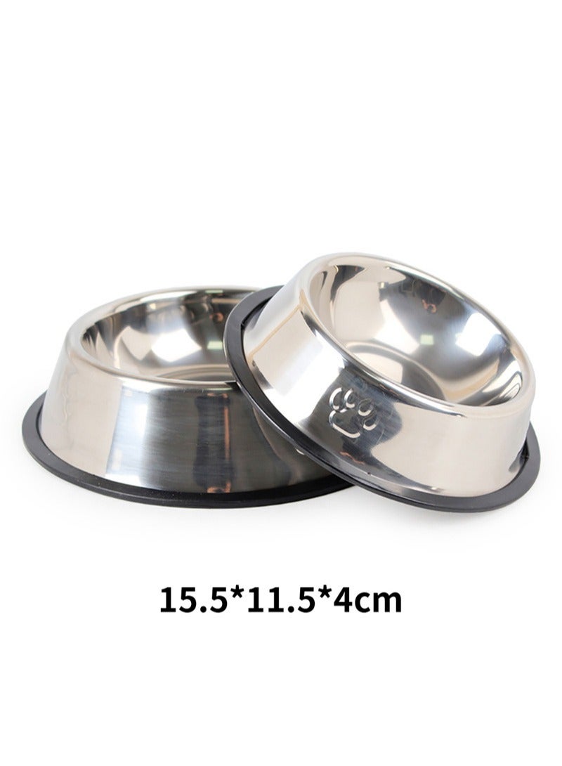 Footprint Stainless Steel Dog Bowl Dog Bowl Fall Resistance Anti-skid Thickening Pet Feeding Supplies Pet Bowl - Image 2